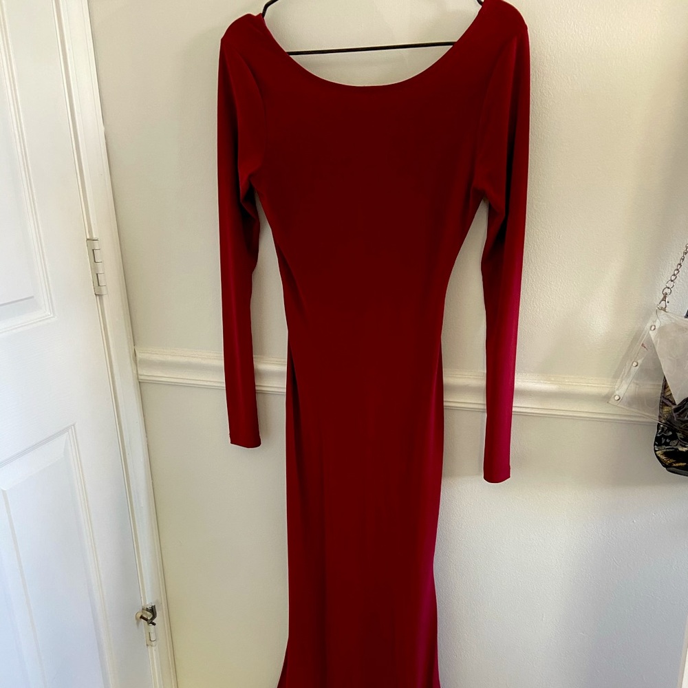 Elegant Long Sleeve Red Windsor Gown